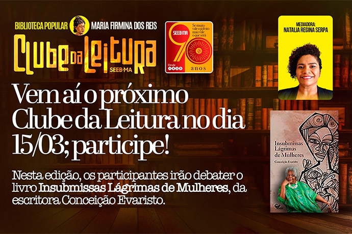 Vem a o prximo Clube da Leitura neste sbado (15/03); participe!